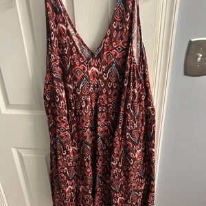 Bohemian Red and Black Sleeveless Dress